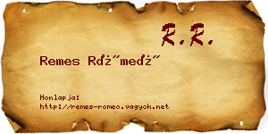 Remes Rómeó névjegykártya